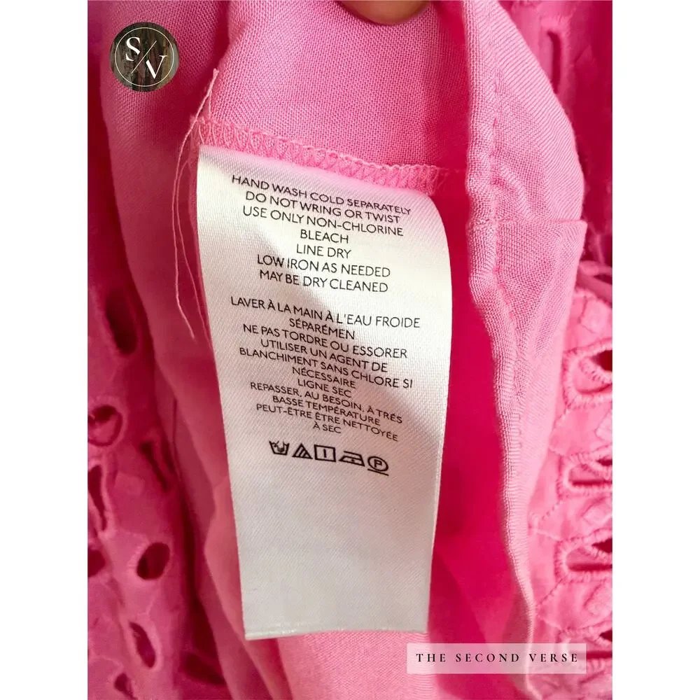 Anthropologie The Somerset Pink Maxi Dress Eyelet Wedding Guest Size Large - Picture 9 of 11